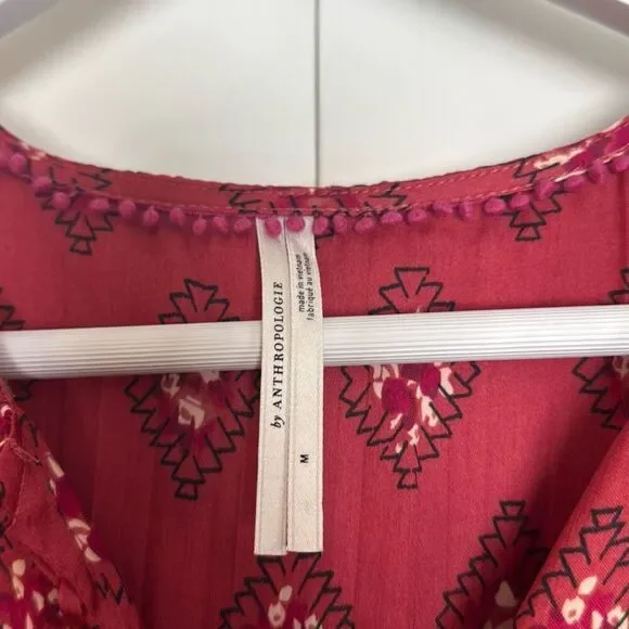 By Anthropologie pink boho dolman sleeve blouse M - Picture 5 of 11